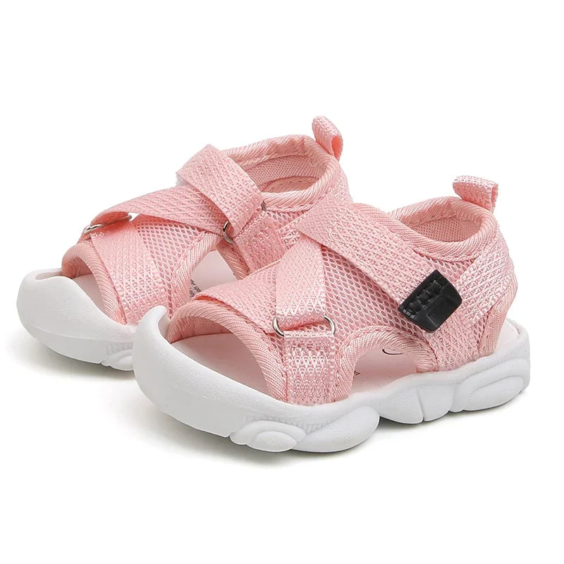 2024 Baby Boy Sandals Black Gray Pink Canvas Infant Girl Sandals Toddler Summer Walking Shoes Newborn Sneaker Beach Shoes D04143