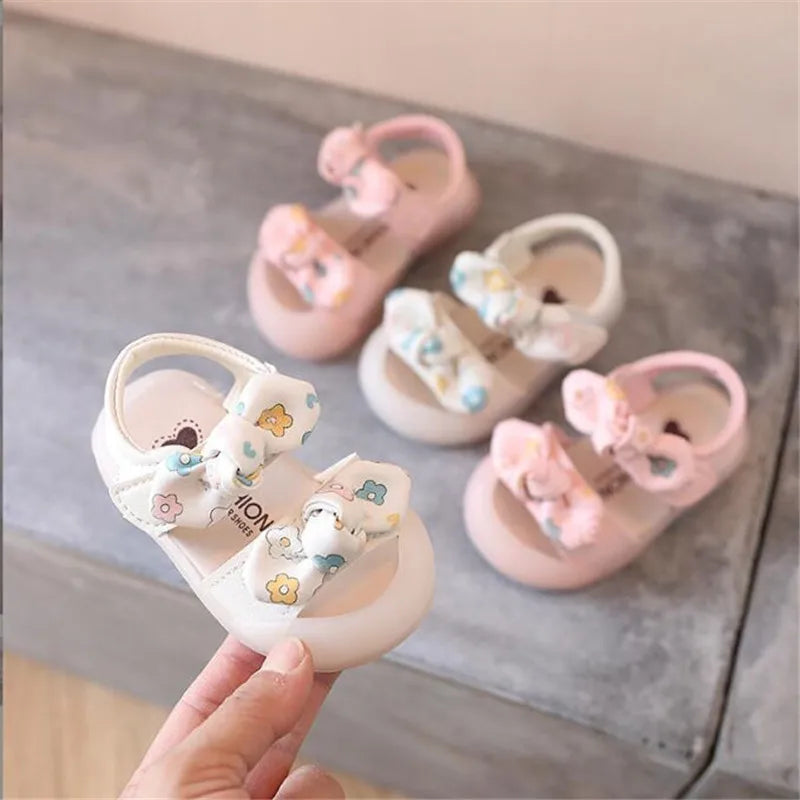 Summer Baby soft sole Sandals for Girls bow Closed Toe Toddler Infant Kids Princess Walkers Baby Little Girls Shoes Sandals