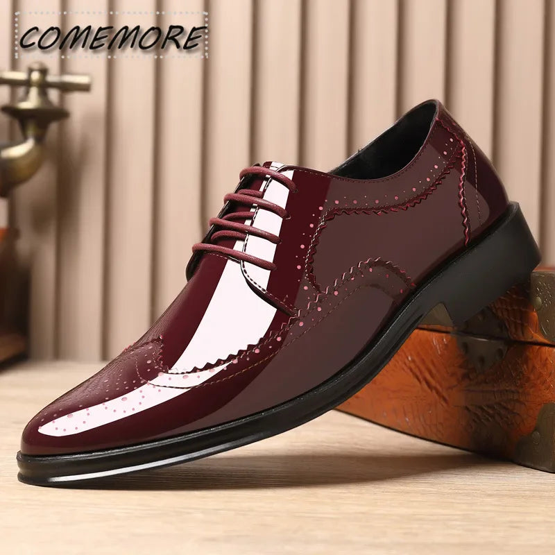 High Quality Italian PU Leather Shoes Men's Fashion Business Shoes Casual Shoes Pointed Toe Shoes Wedding Flat Dress Party Shoes