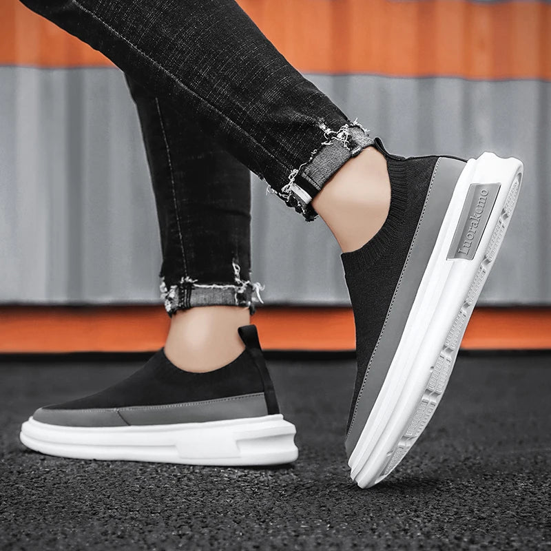 Summer Designer Mens Black Casual Shoes Fashion Slip On Platfrom Sewn Sock Breathable Trending Leisure Zapatos Mixed Color