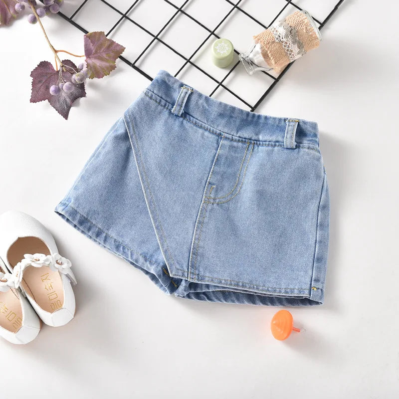 Shorts for Girls Blue All-match Children Denim Skirt Pants Fashion Jeans 2023 Summer Casual Teenage Short Pants 10 12 14 Years