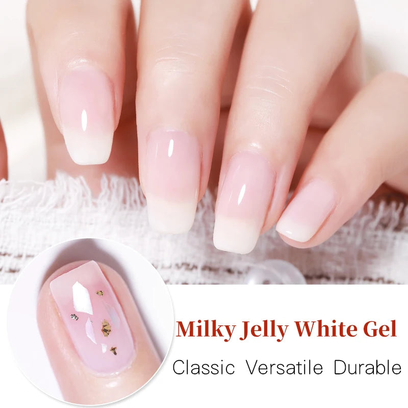 BORN PRETTY Milky Jelly Gel Nail Polish 7ml/10ml White Jelly Gel Polish No Wipe Top Coat White Soak Off Nail Art UV Gel Varnish