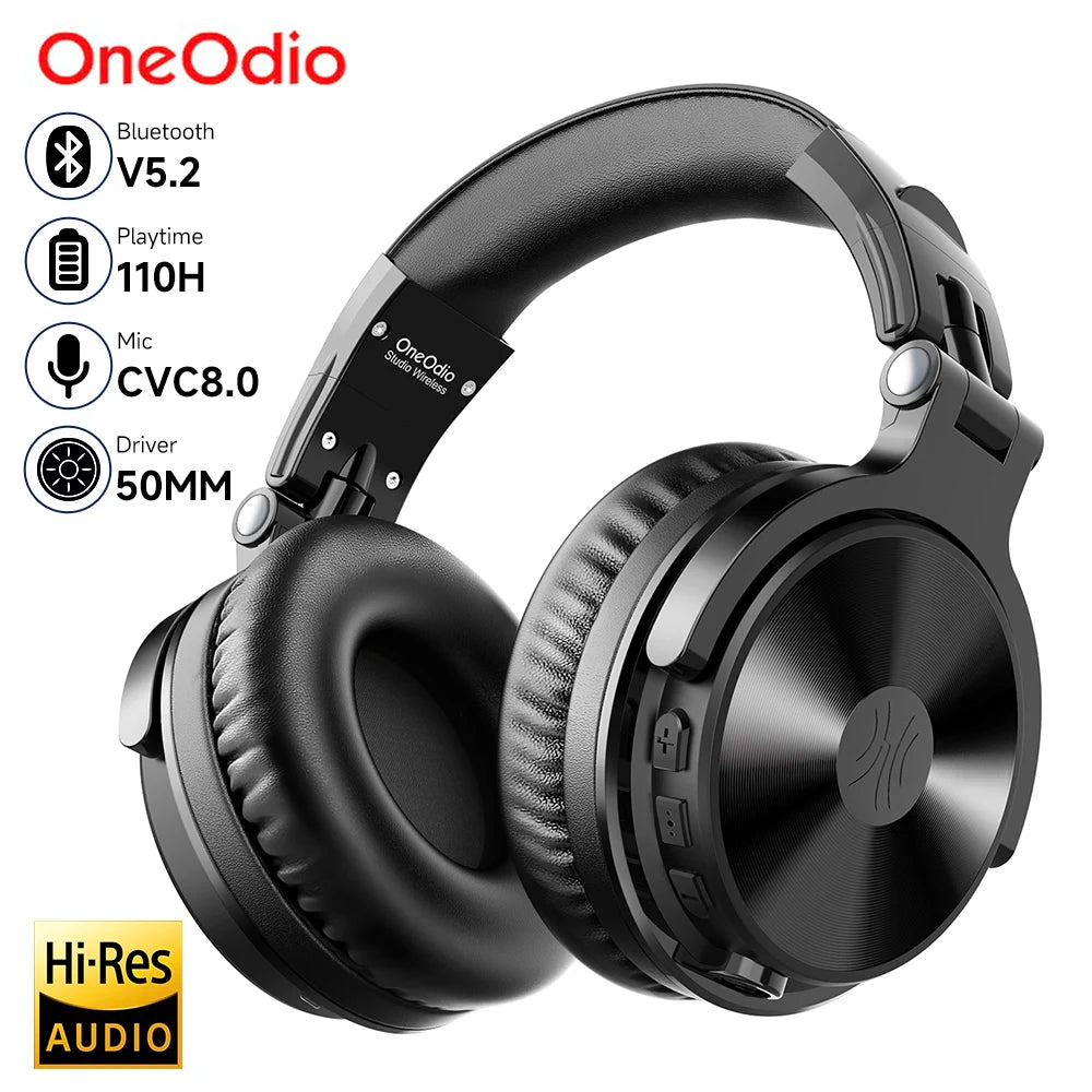 Oneodio Bluetooth Wireless Headphones With Microphone 110Hr Hi-Res Over Ear Bluetooth 5.2 Headset Earphone For Phone PC Sports