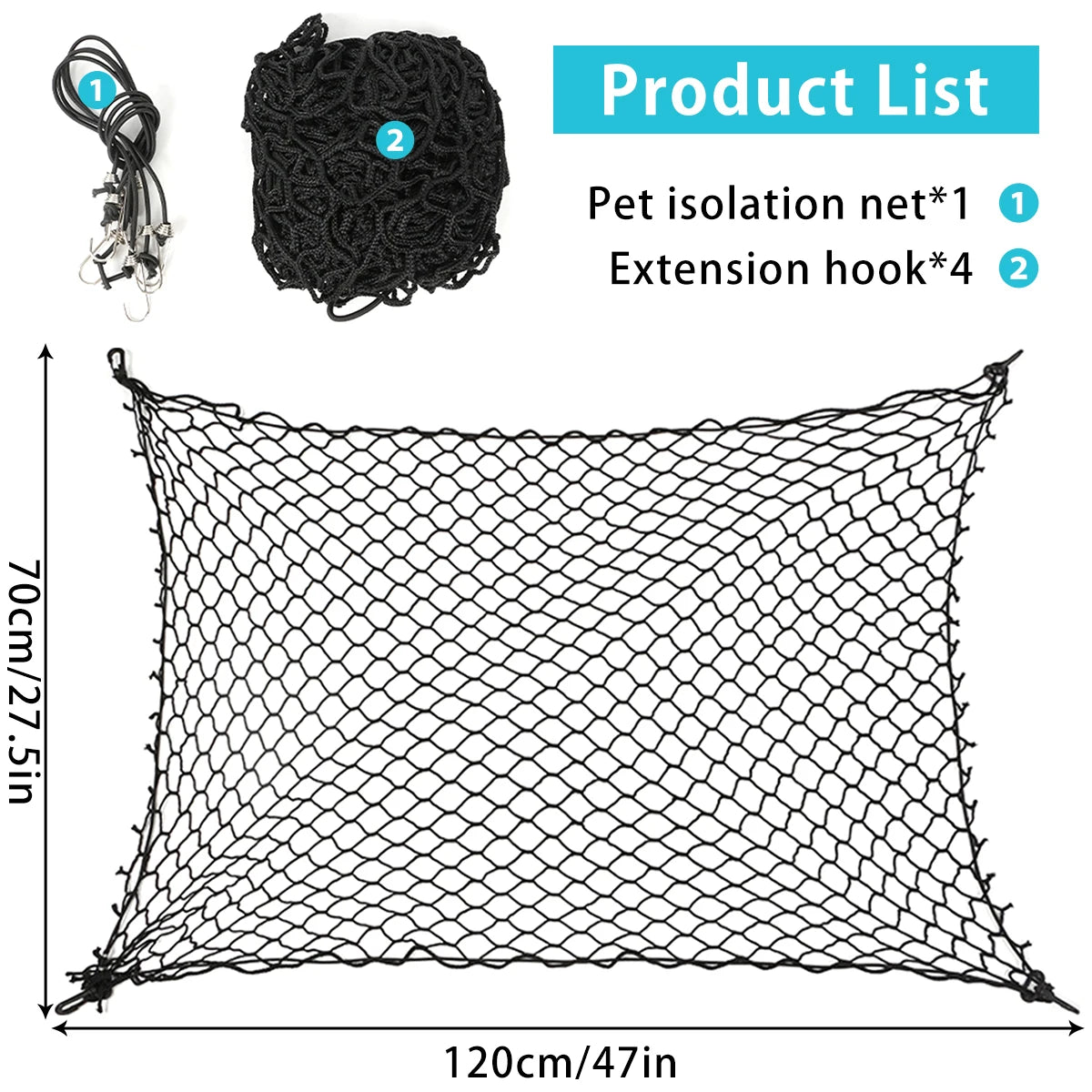 Car Dog Barrier Net Rear Seat Car Protection Net Reusable Foldable Car Dog Fence Universal Car Pet Isolation For Dog Supplies