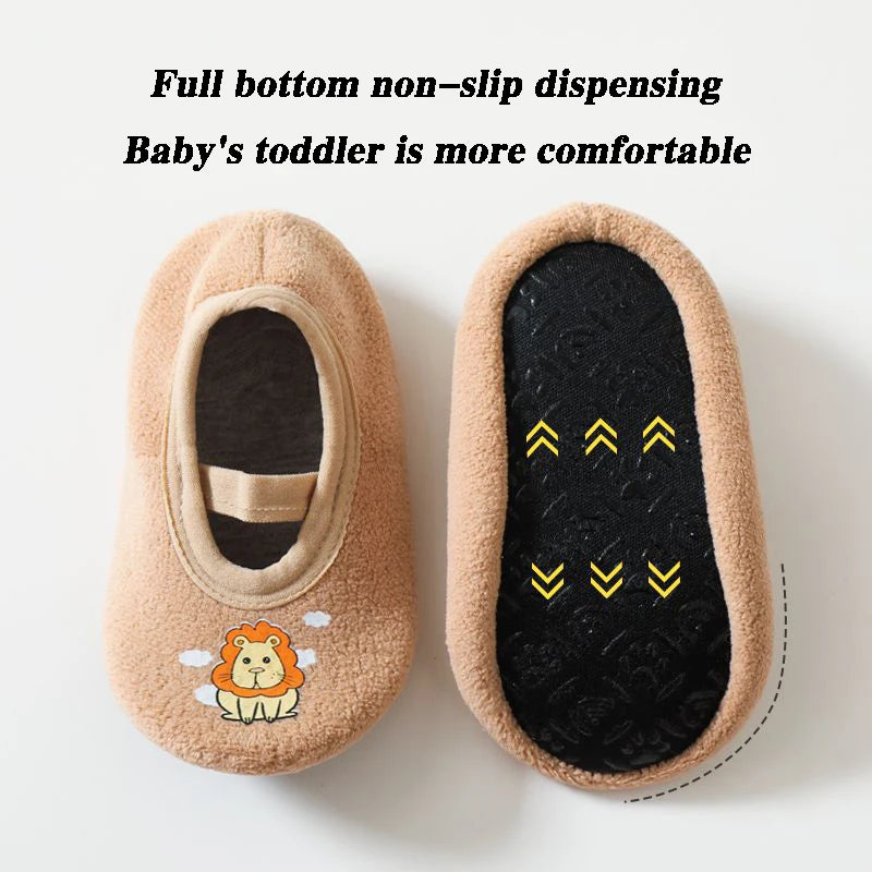 Children Anti-slip Shoes Newborn Baby Toddler Girls Cotton Non-slip Floor Socks Infant Boys Rubber Sole Cartoon Indoor Sneakers