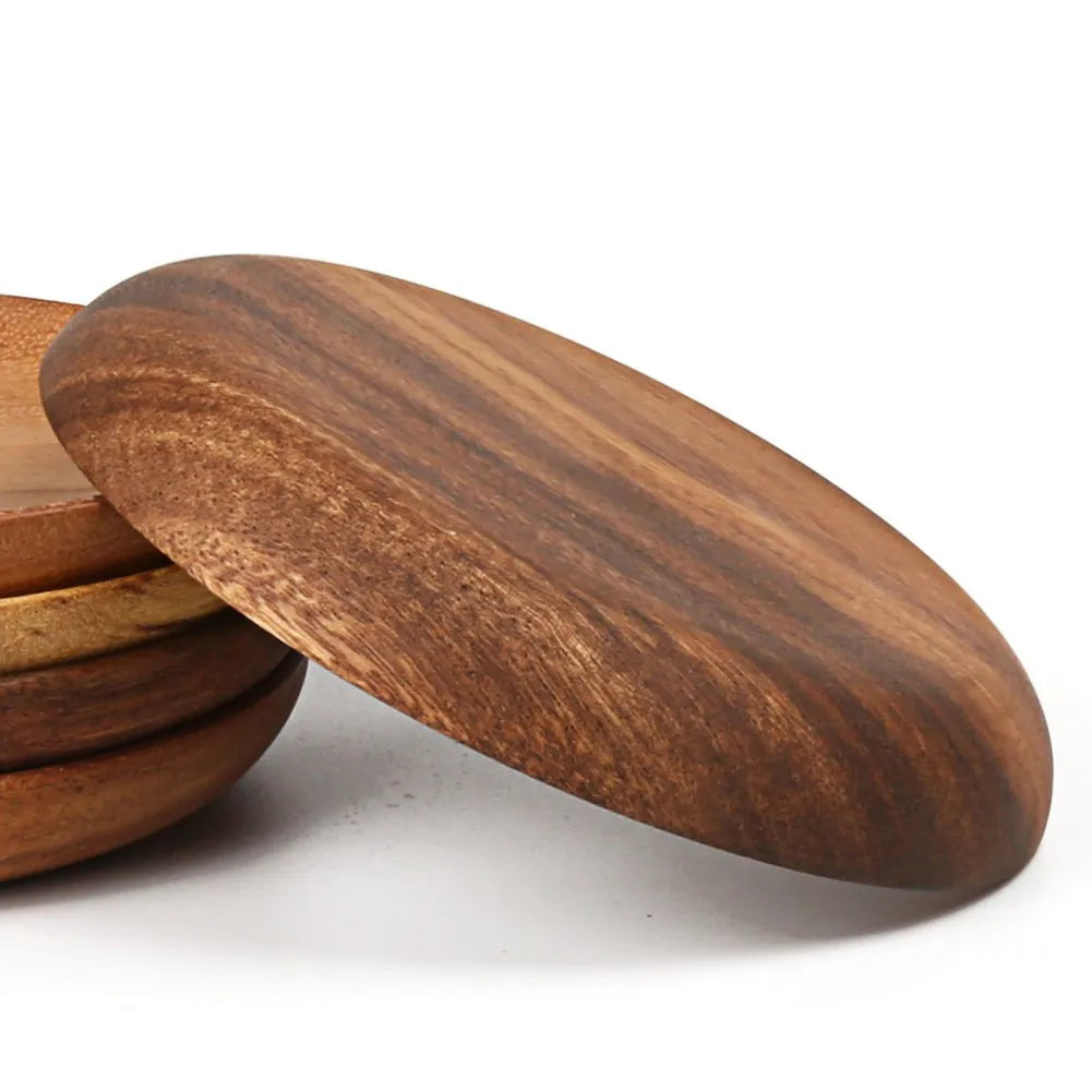 1pc Kitchen Round Wooden Dried Fruit Tray Snack Plate Handcraft Food Dish Tray Walnut Wood Tableware Japanese Kitchen Cake Stand