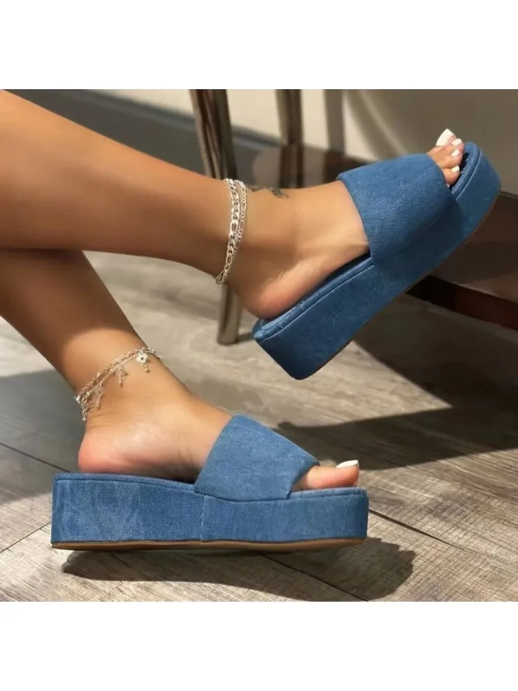 New Thick Sole Slippers Women's 2024 Large Ethnic Style Slippers Simple Beach Fashion Colorful Sandals Women's Versatile Summer