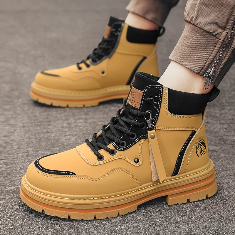 CYYTL Mens Boots Casual Shoes Winter Platform Leather Designer Luxury Chelsea Cowboy Tactical Outdoor Work Safety Ankle Sneakers