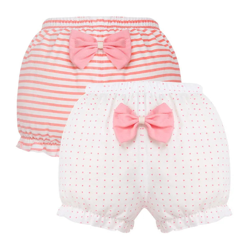 2 Piece/Lot Baby Girl Shorts 100% Cotton Kids Infant Fashion Stripe Bow Panties For 6-24 Months Children High-Quality Underpants