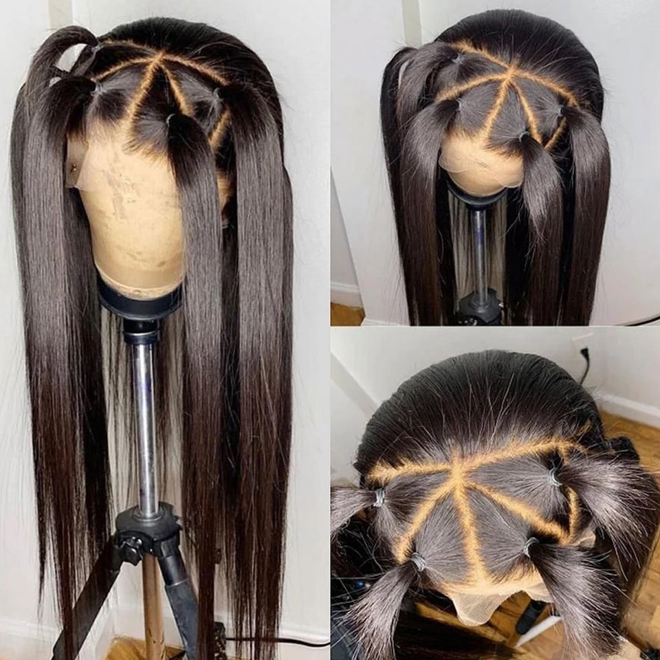 Soft Preplucked Lace Front Silk Base wig Free Part Natural Black Silky Straight 26“Long Glueless High temperature With Baby Hair