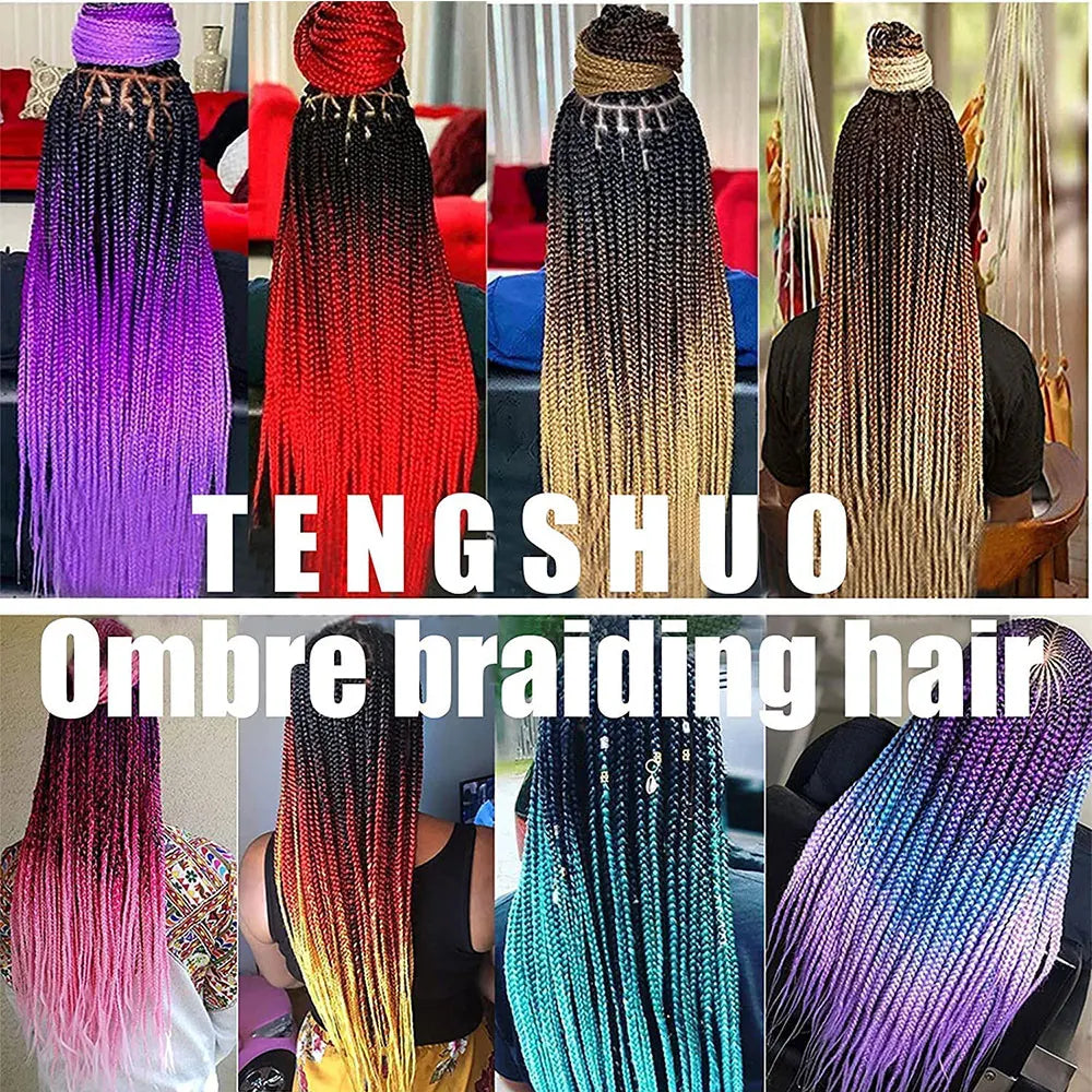 Synthetic Jumbo Braiding Hair Extension 24 " Heat Resistant Fiber In Bulk Ombre Synthetic Jumbo Braids Hair For Red Black Women