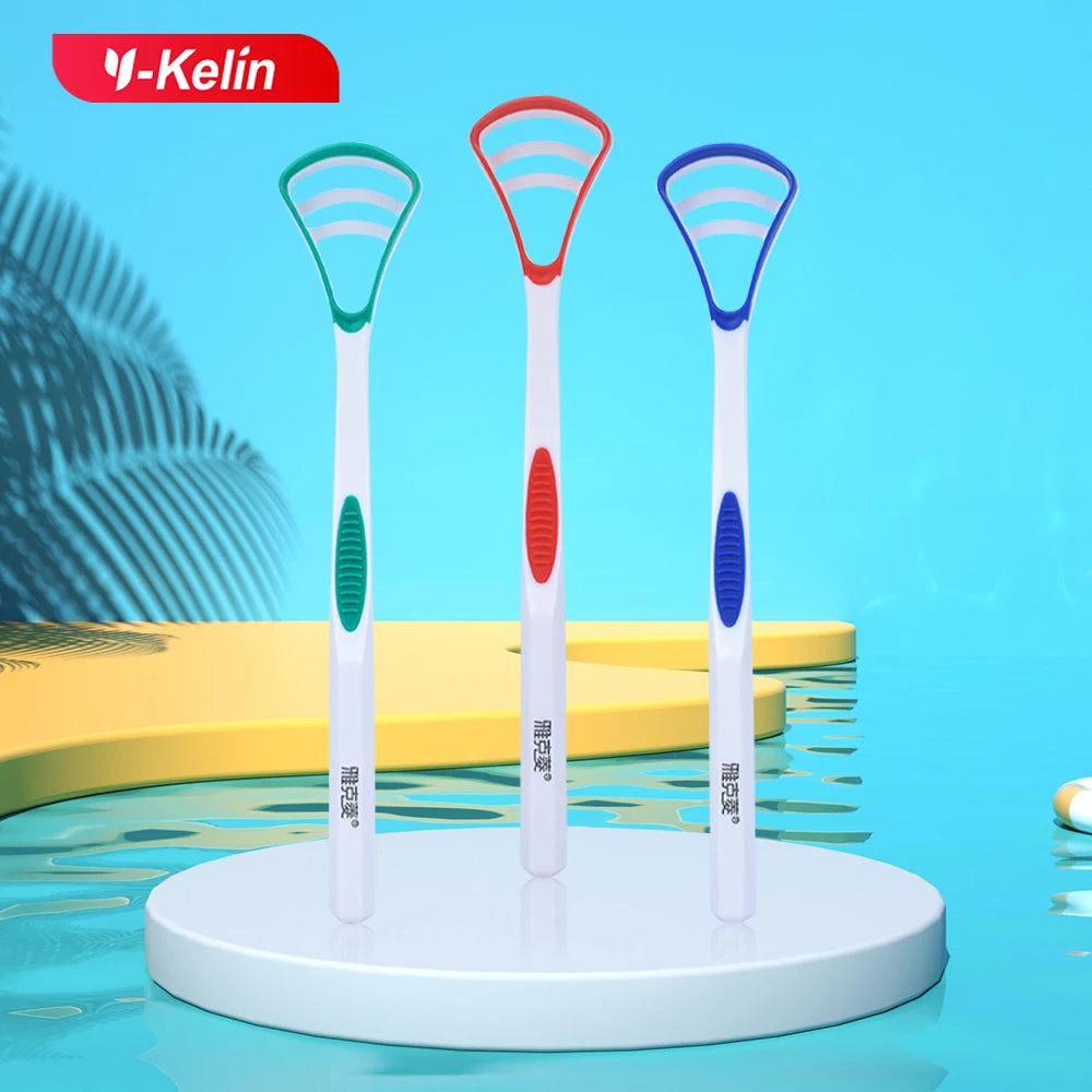 Y-Kelin Sales Silicone Tongue Scraper Brush Cleaning  Food Grade Single Oral Care To Keep Fresh Breath 3Color Pack No.1