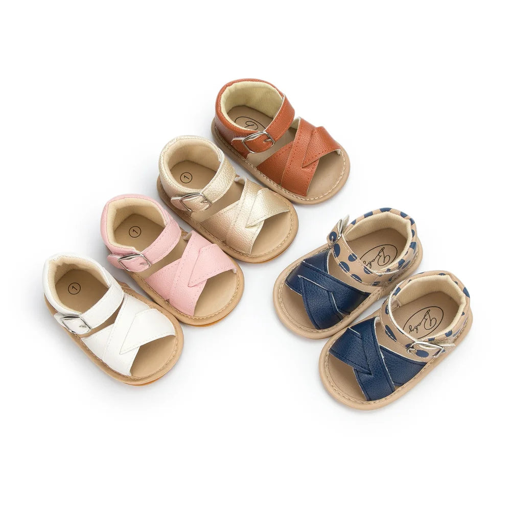 New Infant Baby Shoes Baby Boy Girl Shoes Toddler Flats Summer Sandal Flower Soft Rubber Sole Anti-Slip Crib Shoes First Walker