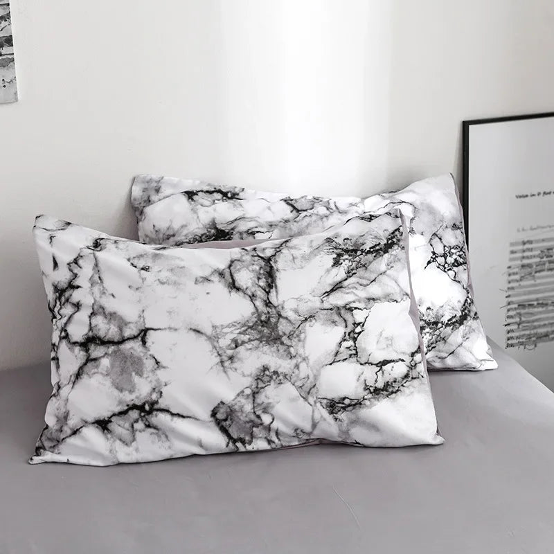 Mirco Fiber Marble Print Bedding Set Nordic Duvet Cover Set Double Bed Home Soft Comfortable Quilt Cover & 1/2pcs Pillowcases