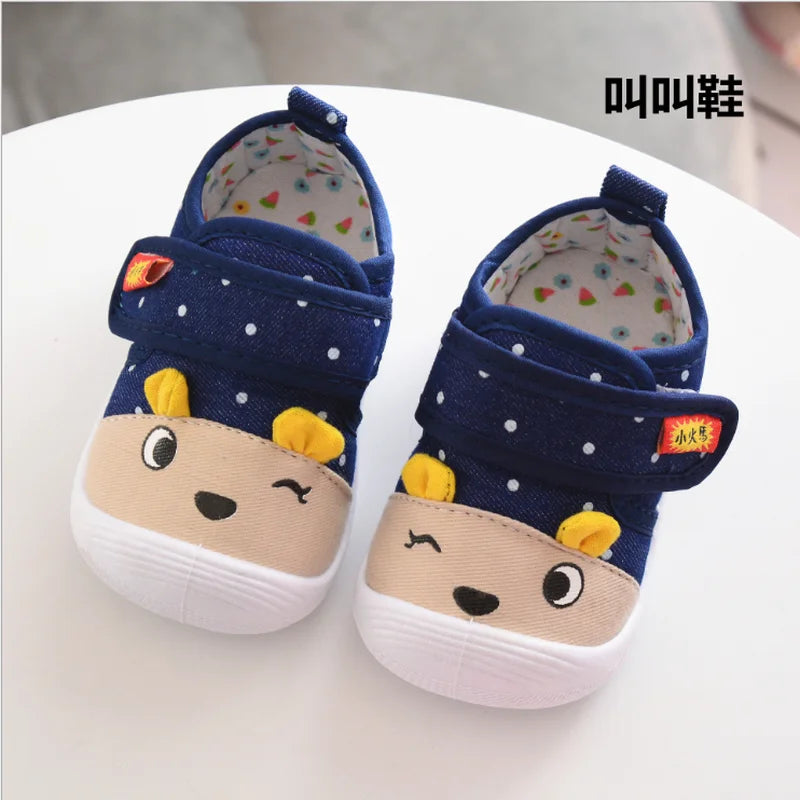 New Infant Kids Baby Cartoon Anti-slip Anti kicking functional shoe Soft Sole Squeaky Sneakers Babyslofjes Chaussures Bebe Fille