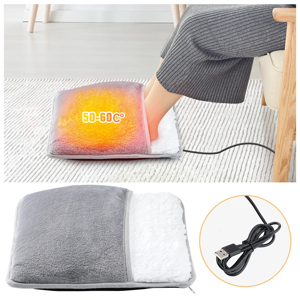 Foot Warming Bag Massager Flannel Electric Warmers for Winter Office Home Electric Heating Shoes USB Direct Plug Household Care