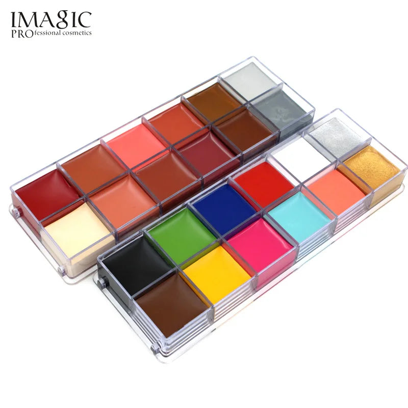 IMAGIC 12 Colors Flash Tattoo Face Body Paint Oil Painting Art Halloween Party Fancy Dress Beauty Makeup Tools