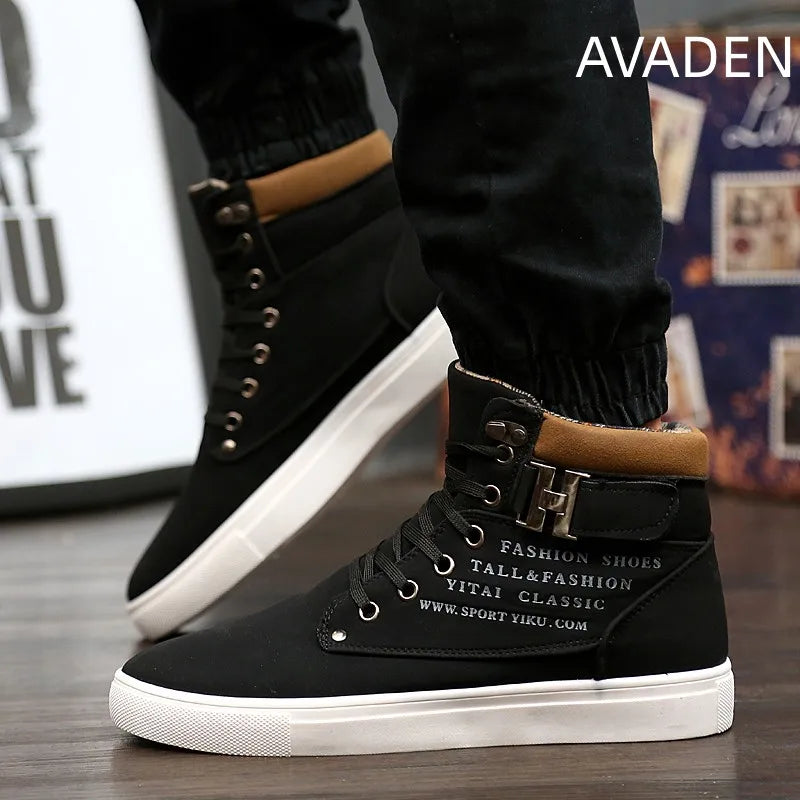 Men Casual Vintage Shoes High Top Round Toe Wear-Resistant Fashion Outdoor Walking Comfortable Trend Spring and Autumn Main Push