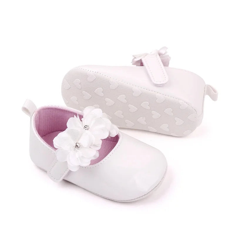 Baby Girls Cute Moccasinss Shoes Soft Sole Flower Decor PU Leather Flats Shoes First Walkers Non-Slip Summer Princess Shoes