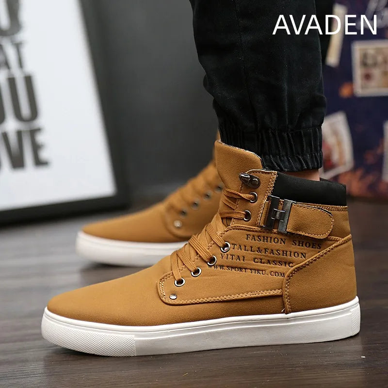 Men Casual Vintage Shoes High Top Round Toe Wear-Resistant Fashion Outdoor Walking Comfortable Trend Spring and Autumn Main Push