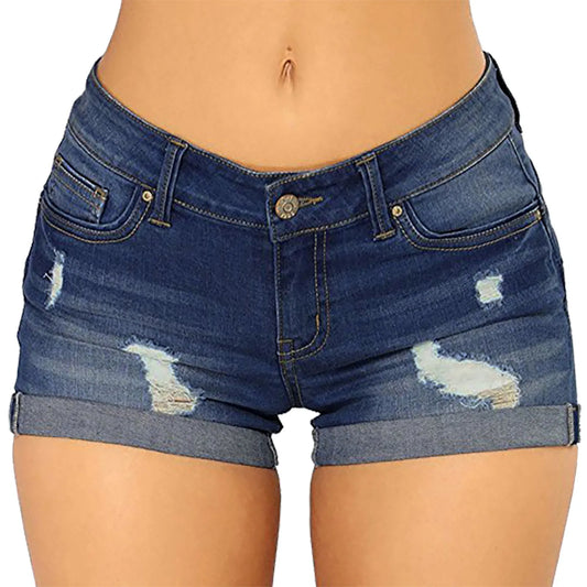 Summer Denim Shorts Women High Waisted Plus Size Ripped High Waisted Denim Shorts Stretchy Jean Shorts Women's Summer Shorts