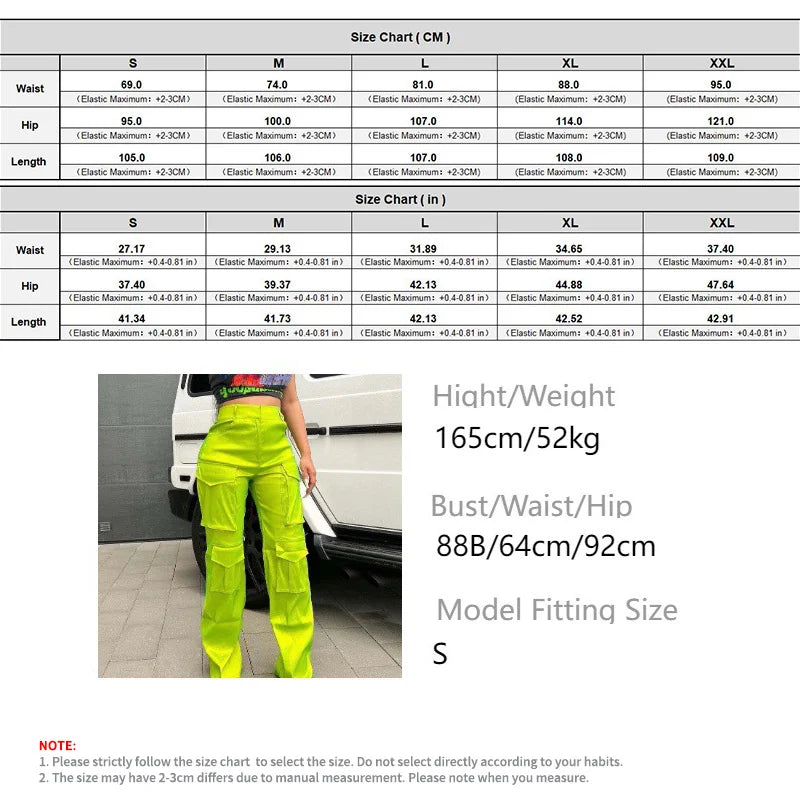 Wide Leg Loose Cargo Pants for Women Stretch Straight Pocket Pants Solid Color Baggy Parachute Trousers Hip Hop Streetwear