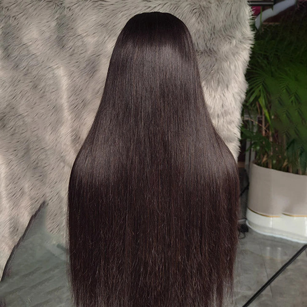 Put And Go Glueless Straight Human Hair Wig Pre Cut 4x4 Lace Closure Wig For Women Pre-Plucked With Elastic Band Natural Color