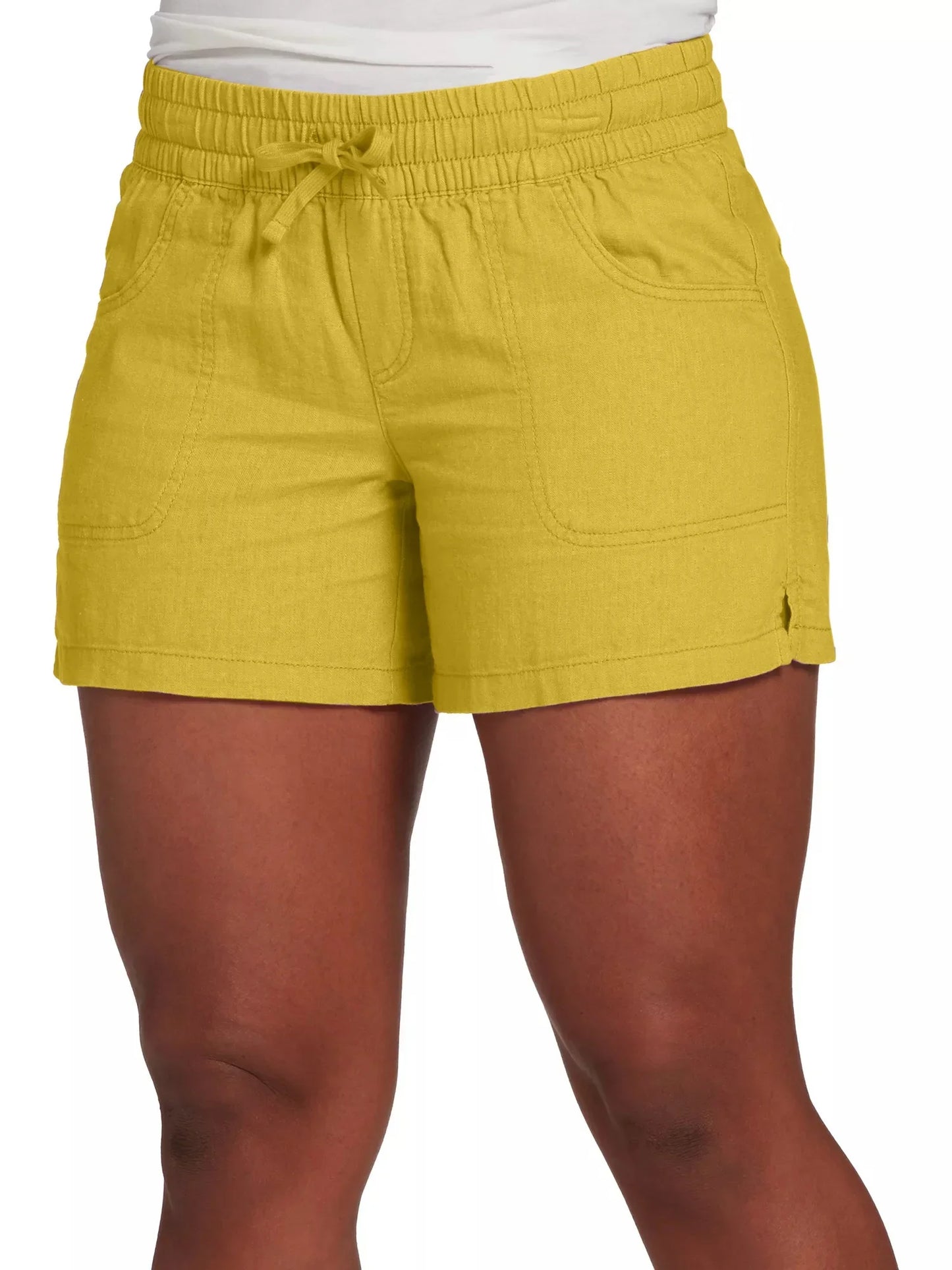 Women Fashion Casual Solid Color Elastic Waist Split Shorts Casual Short Pants