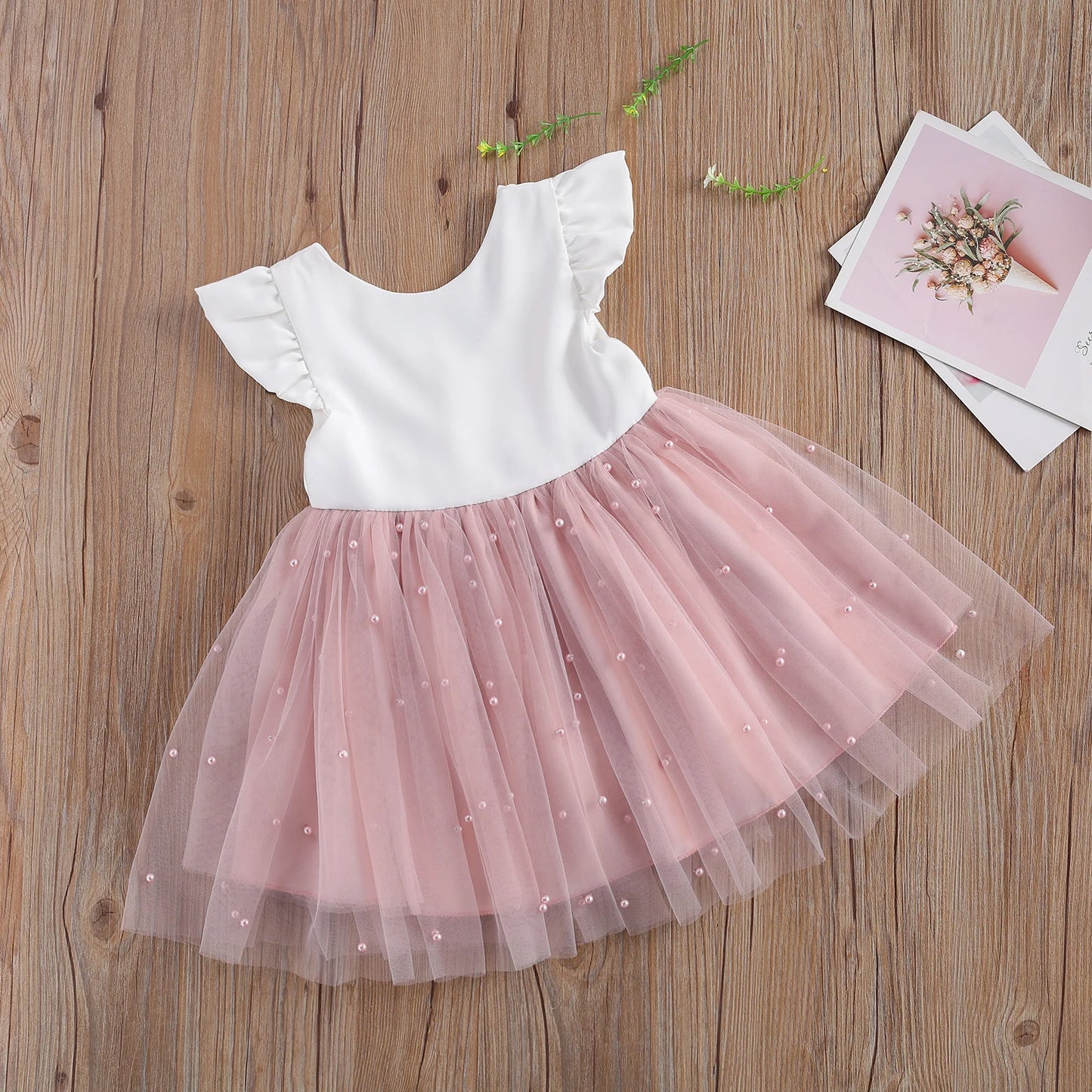 Ma&Baby 6M-8Y Princess Toddler Kids Children Girls Tutu Dress Pearl Tulle Party Wedding Birthday Dresses For Girls Summer