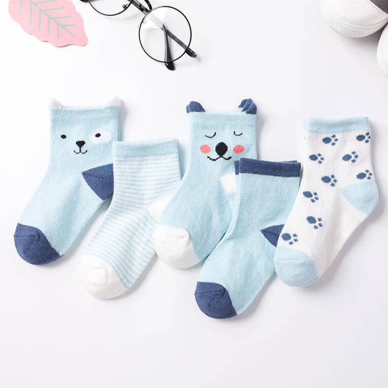 5 Pairs/lot Base Design Solid Color Soft Mesh Summer Mood Cotton Knit Cute Girl Baby Socks Kids Boy Newborn Toddler Socks