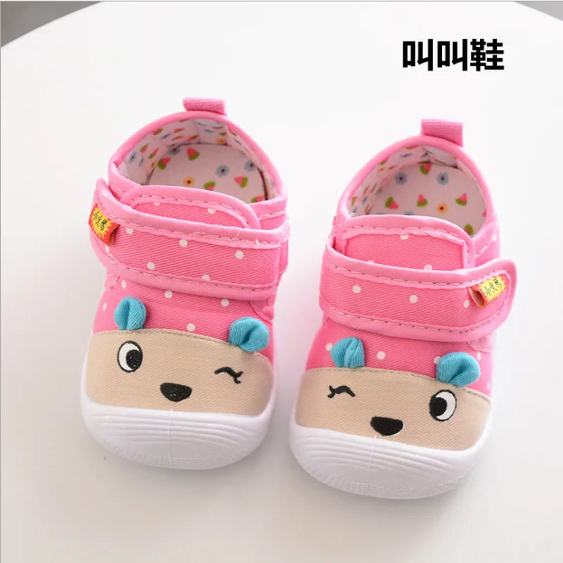 New Infant Kids Baby Cartoon Anti-slip Anti kicking functional shoe Soft Sole Squeaky Sneakers Babyslofjes Chaussures Bebe Fille