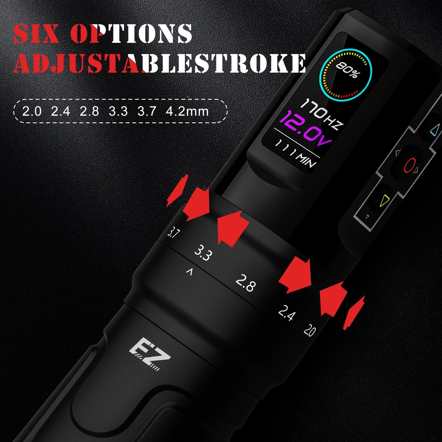 EZ P3 Pro Wireless Battery Tattoo Machine Pen Kits 50pcs EZ Cartridge Tattoo Needles Adjustable Stroke OLED Digital Display