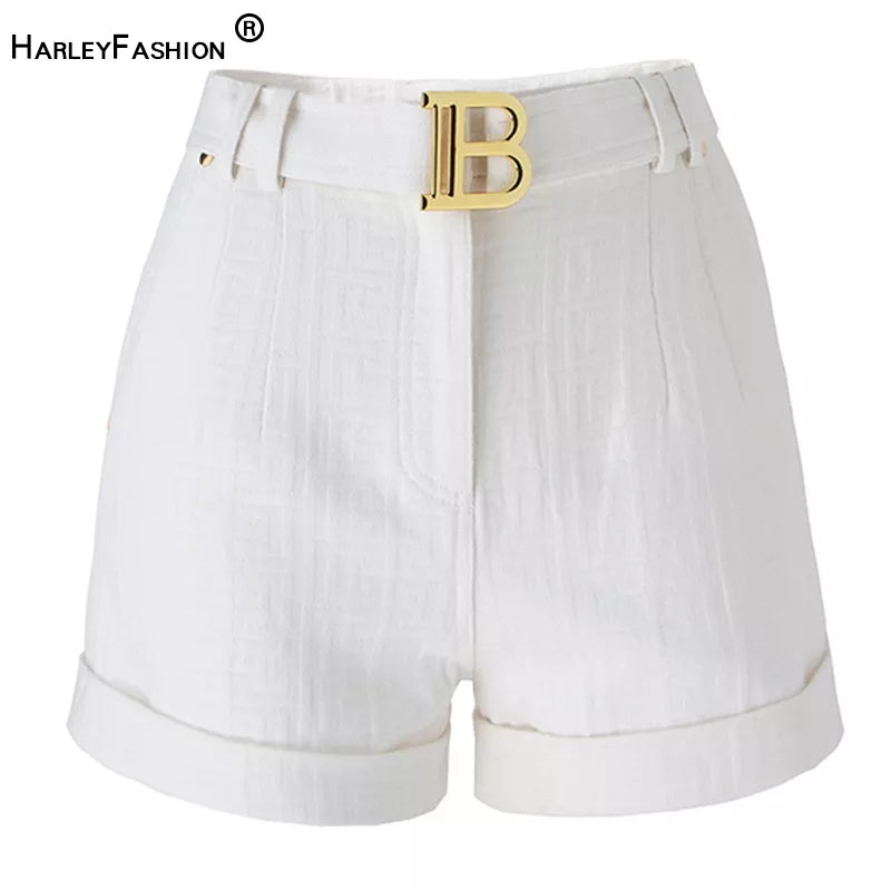 6 Colors for Option Pink Texture Washed Denim Shorts for Women with Belt Casual Style Quality Jeans Trousers