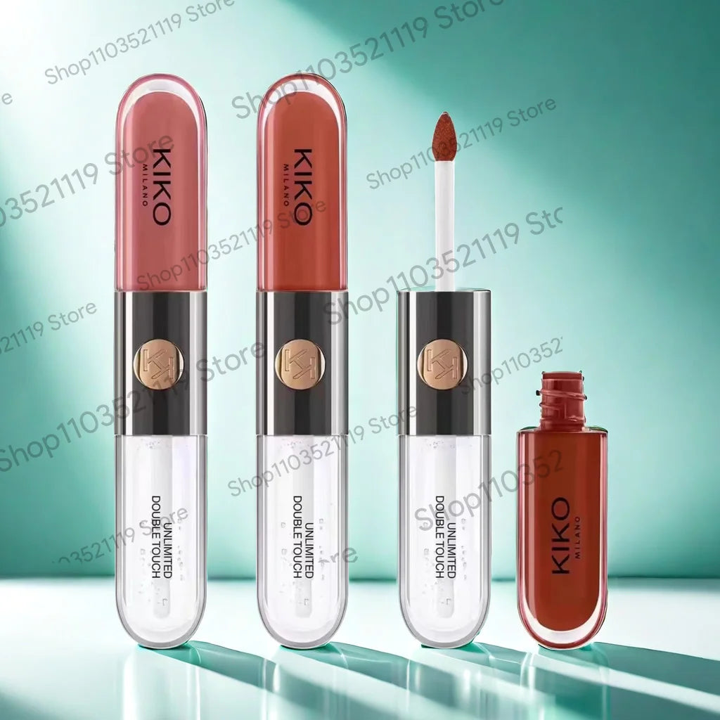 Double Head Mirror Lip Lipstick Cherry Red Glossy Double Touch Lipstick Retro Red Long Lasting Moisturizing Transparent Gloss