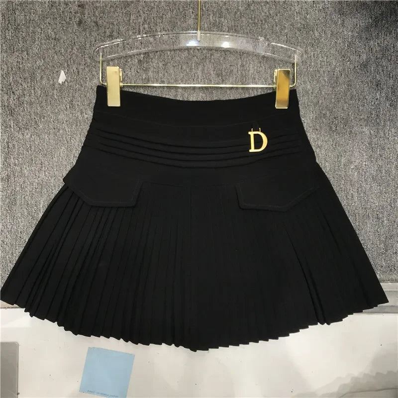 Preppy Style White Pleated A Line Dance Mini Skirts Women 2022 New Spring Autumn High Waist Pocket Stitching Puffy Short Skirt