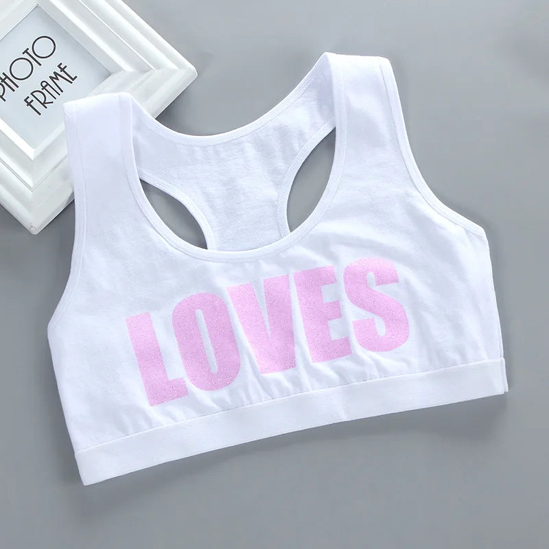 Children Girl Bra Underwear for Puberty Girls Children's Tops Kids Theme of love Underwear Bra Vest Children Teenage Clothing