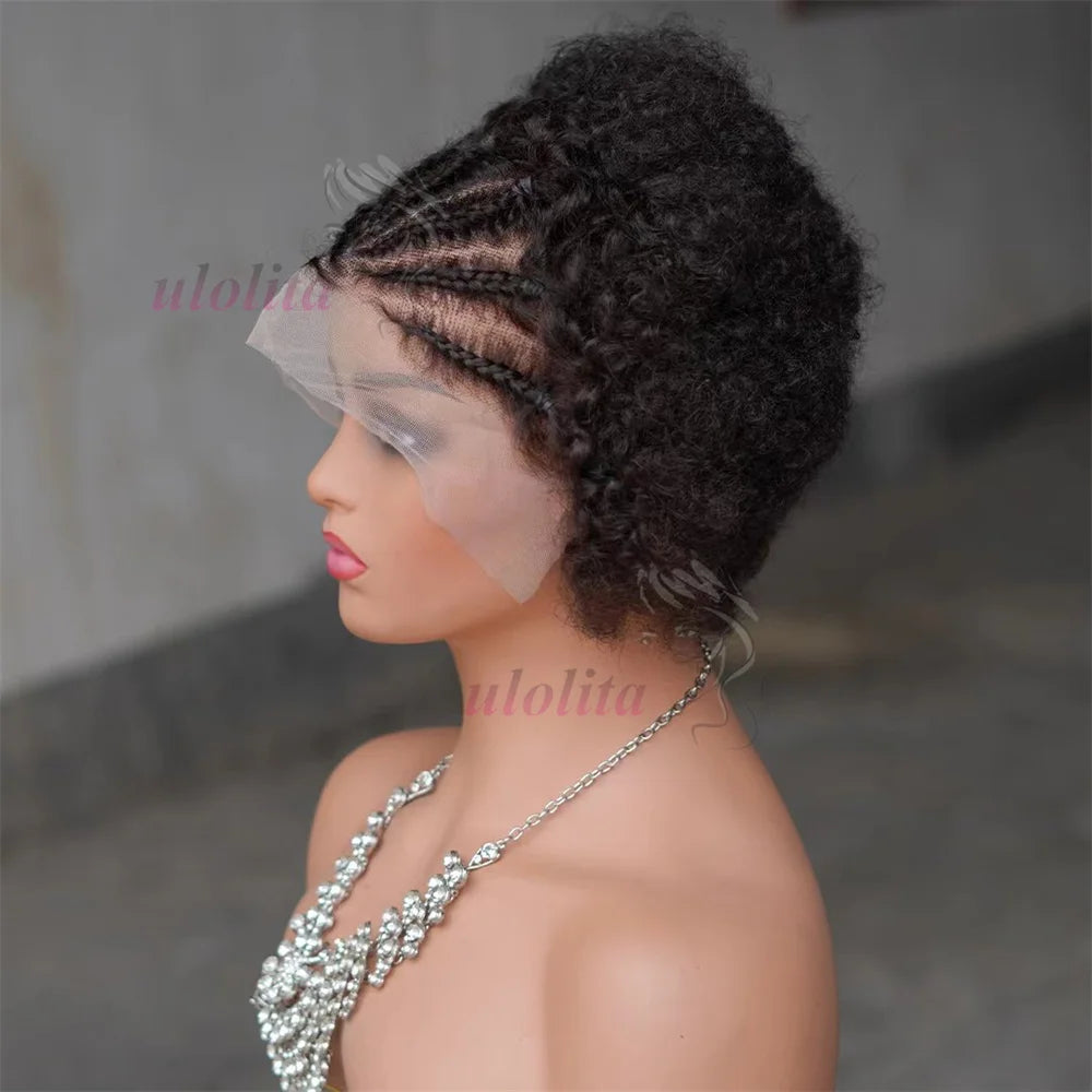 Braided Wigs Human Hair Lace Front Wig Braiding Hair Wigs With Bangs For Black Women Wig Afro Kinky Curly Hair Wigs On Sale