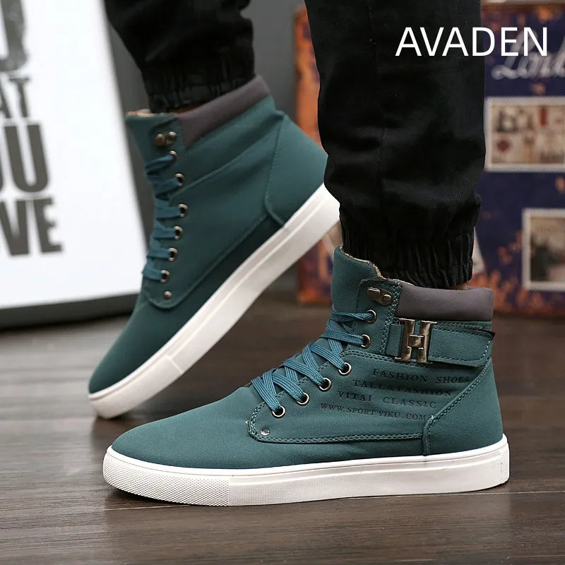 Men Casual Vintage Shoes High Top Round Toe Wear-Resistant Fashion Outdoor Walking Comfortable Trend Spring and Autumn Main Push