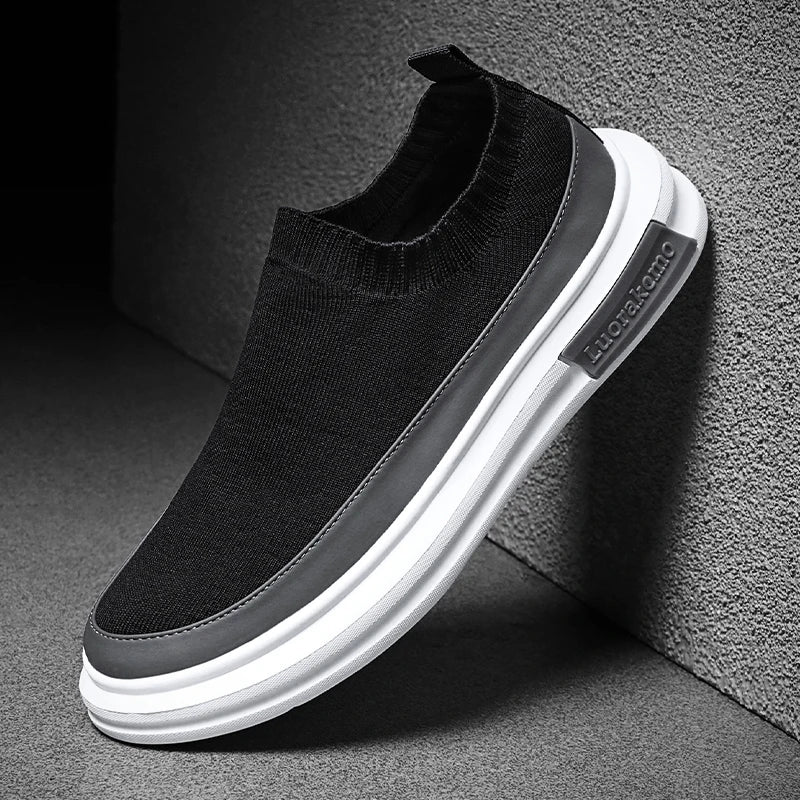 Summer Designer Mens Black Casual Shoes Fashion Slip On Platfrom Sewn Sock Breathable Trending Leisure Zapatos Mixed Color