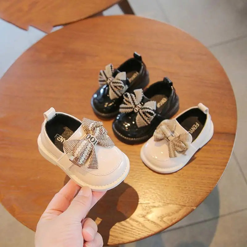 New Baby Girl Princess Shoes Toddler Non-slip Flat Soft-sole Leather Shoes  Rubber Crib Lovely Butterfly-knot Infant