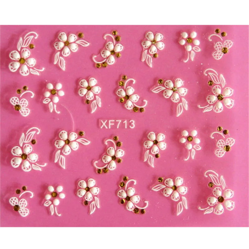 3D DIY Flower Design Water Transfer Nails Art Sticker Lady Women Manicure Tools Nail Wraps Decoration Decals Wholesale