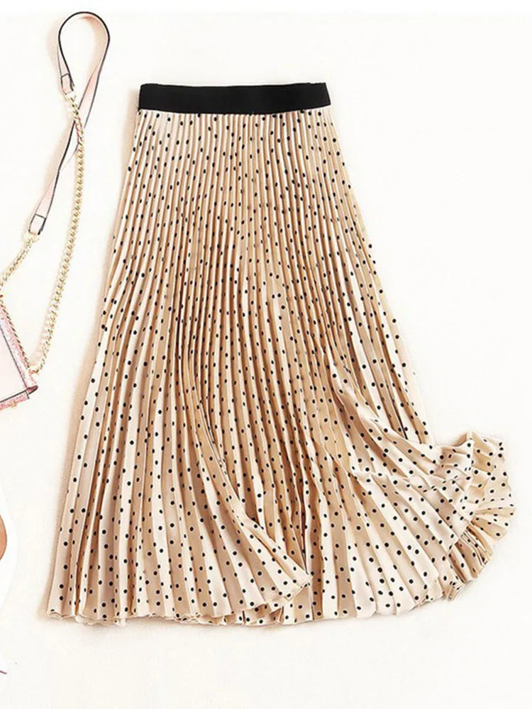 Pleated Skirts Women Spring Autumn Skirt High Waist Print Midi Skirts Womens Velvet Skirt Maxi Long Skirts Femme Faldas Mujer