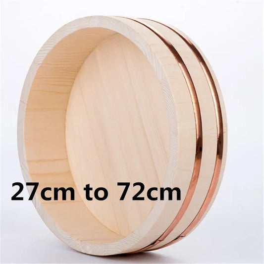 Korean food Japanese style copper edge basin big bowl bucket Cuisine Bibimbap sashimi sushi wooden barrel mixing rice wood spoon