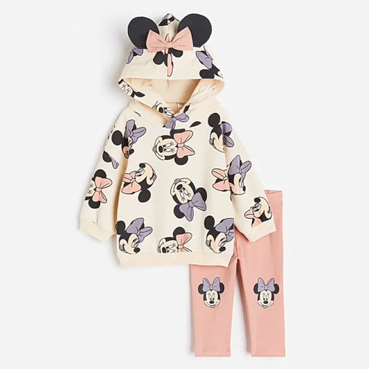 Spring Little Girl Minnie Mouse Princess Hoodie Set Fall Girls Toddler Cute Disney Casual Dress Kids Long Sleeve Printed Clothes