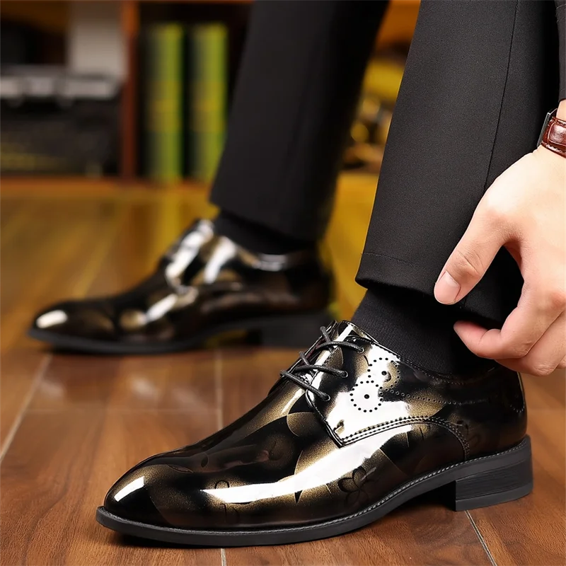 Men's Pointed Toe Lace-Up Dress Shoes, Non-Slip Formal Shoes For Wedding Party Business