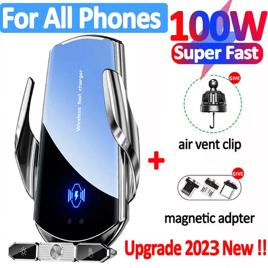 Magnetic Car Mobile Phone Holder wireless charger Cell Phone Stand in Car GPS Support For iPhone 14 Xiaomi 360° Rotatable Mount