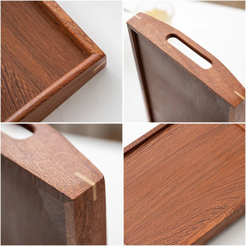 Rectangular Wooden Trays Bamboo Ebony Tea Tray Fruit Snack Coffee Breakfast Serving Trays Food Plate Platter Kitchen