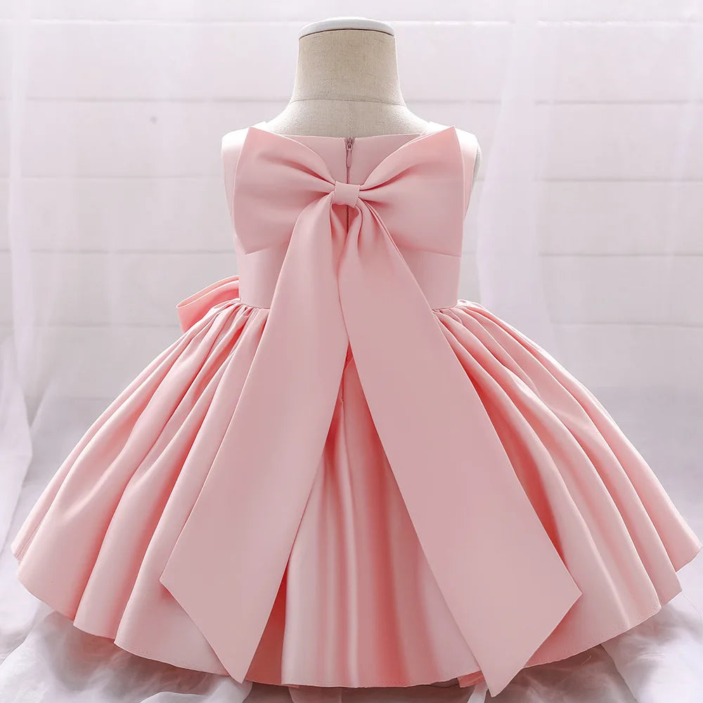 Flower Baby Girls Wedding Birthday Bownot Dresses Clothing Toddler Kids Princess Party Ball Gown Dress Costume Clothes for 1-10y