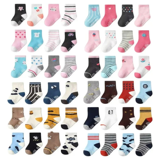 12 Pairs/Lot Cotton Baby Rubber Slip-Resistant Floor Socks  Kid's Socks 1--7Years