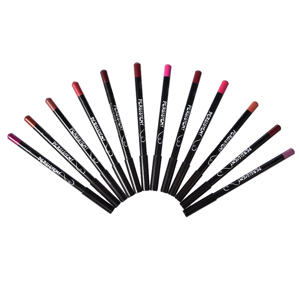 12pcs Professional Multi-functional Lipliner Pencil Long Lasting Waterproof Lip Eye Brow Cosmetic Makeup Colorful Lip Liner Pens